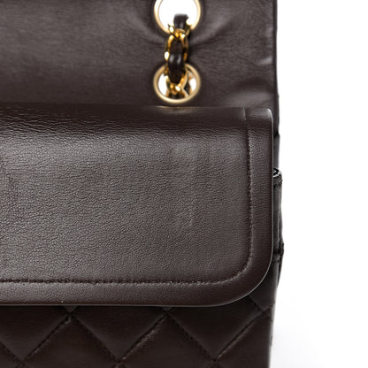 Chanel Lambskin Quilted Medium Double Flap Dark Brown 10 of 17