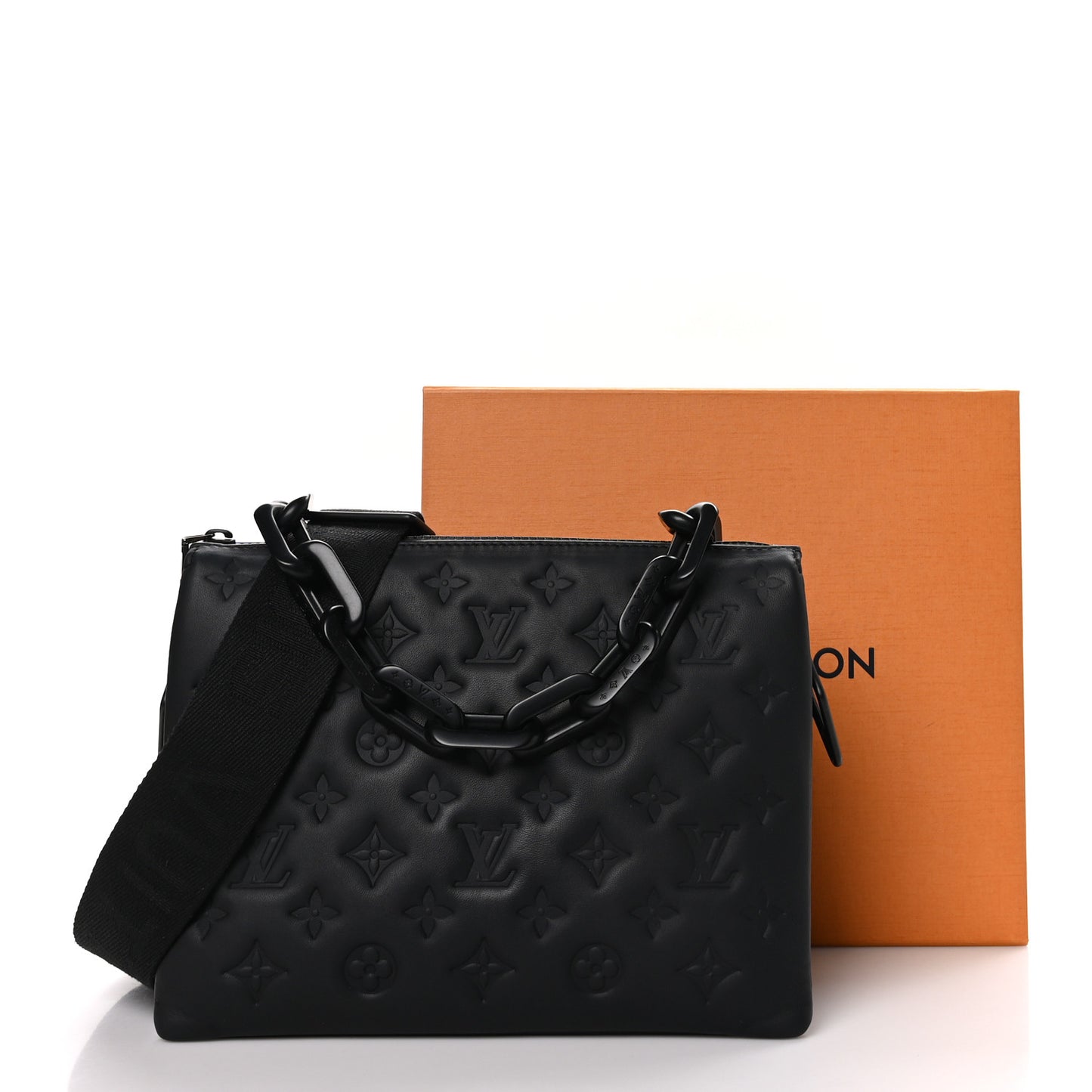 Matte Lambskin Embossed Monogram Black Out Coussin PM All Black