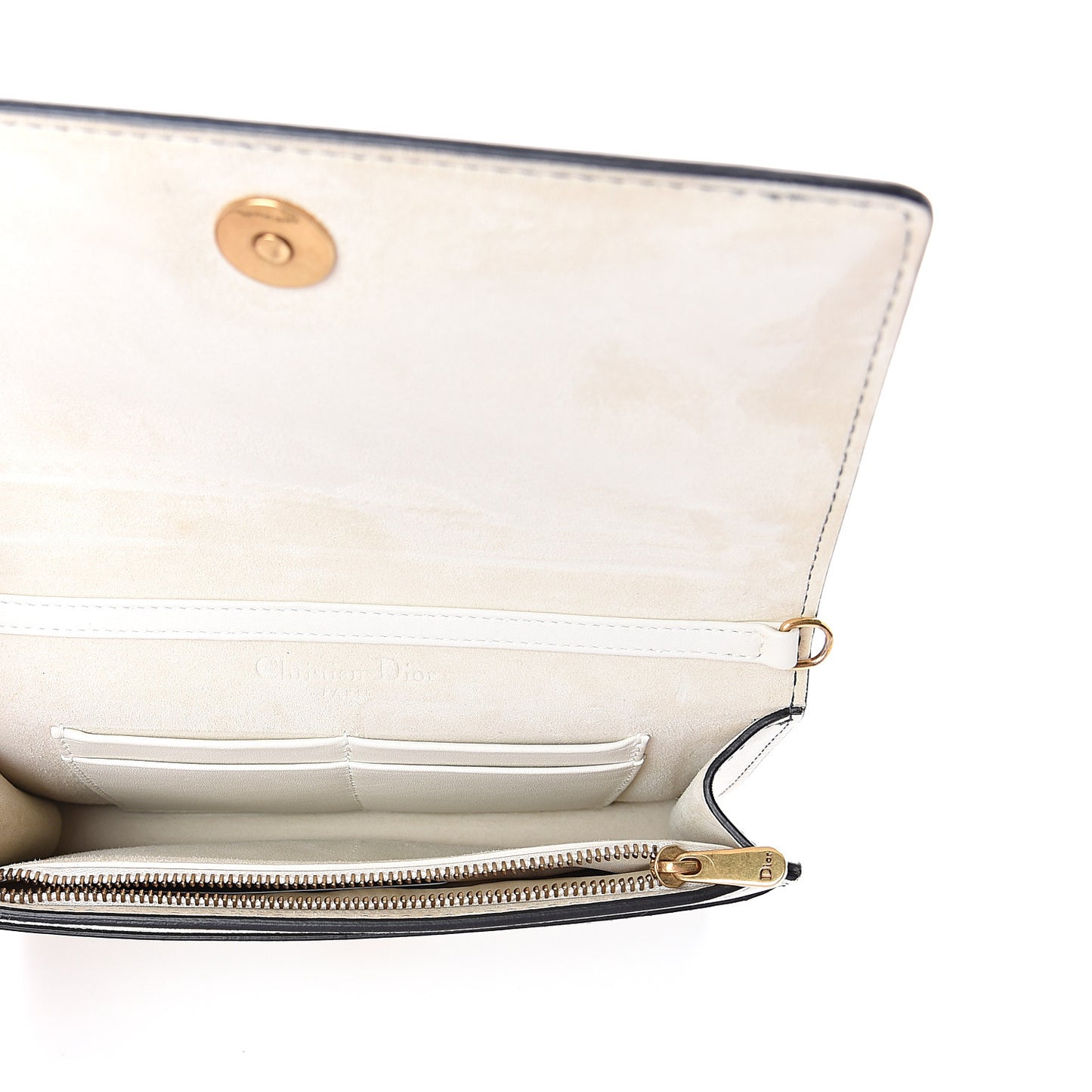 Calfskin J'Adior Wallet on Chain Pouch Off White