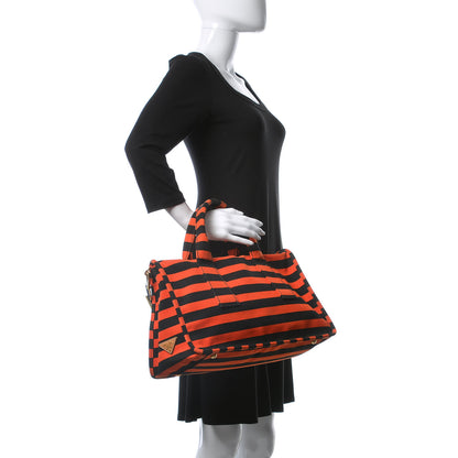 Prada Canapa Striped Tote Arancio 2 of 19