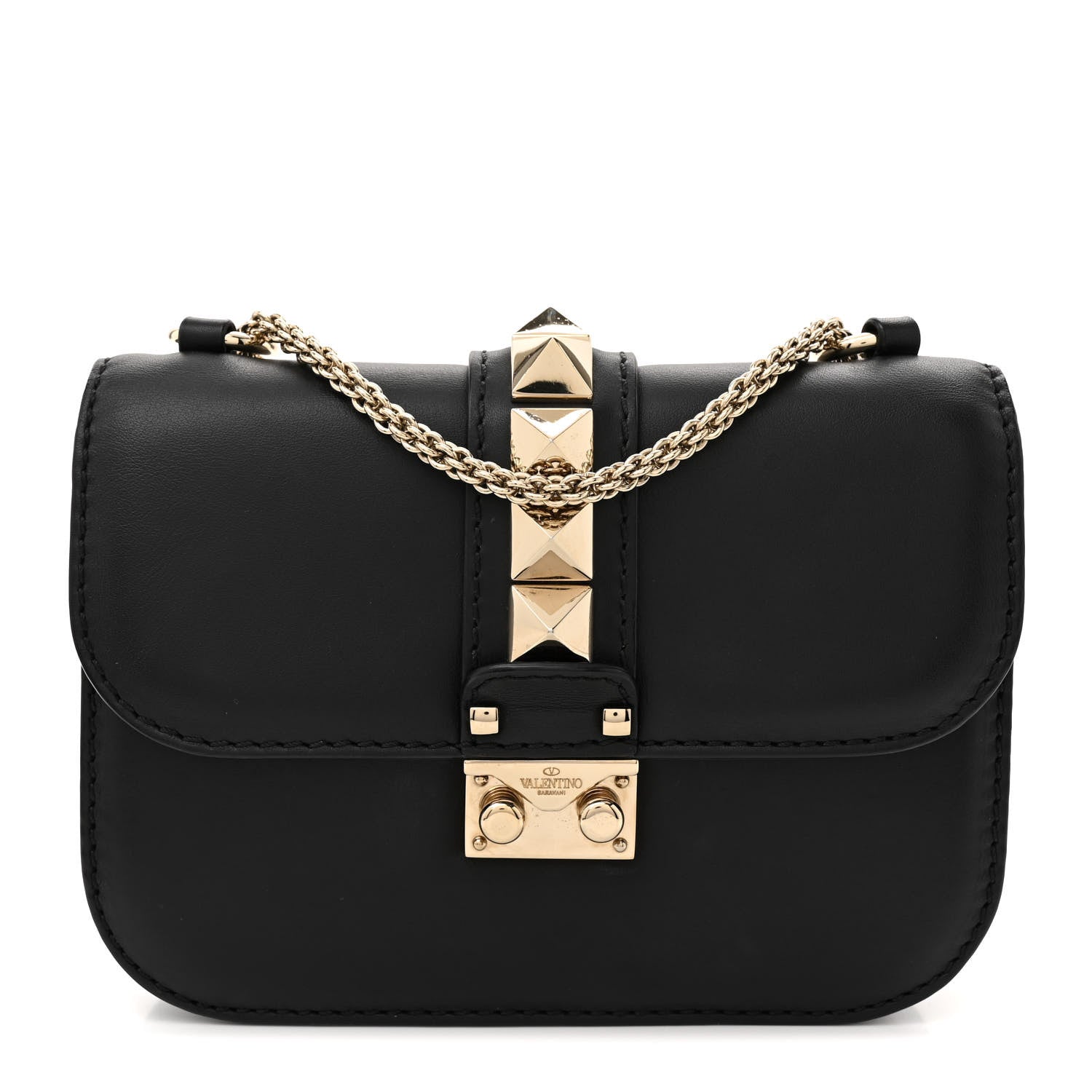 Valentino Garavani Vitello Small Glam Lock Rockstud Flap Black 1 of 14