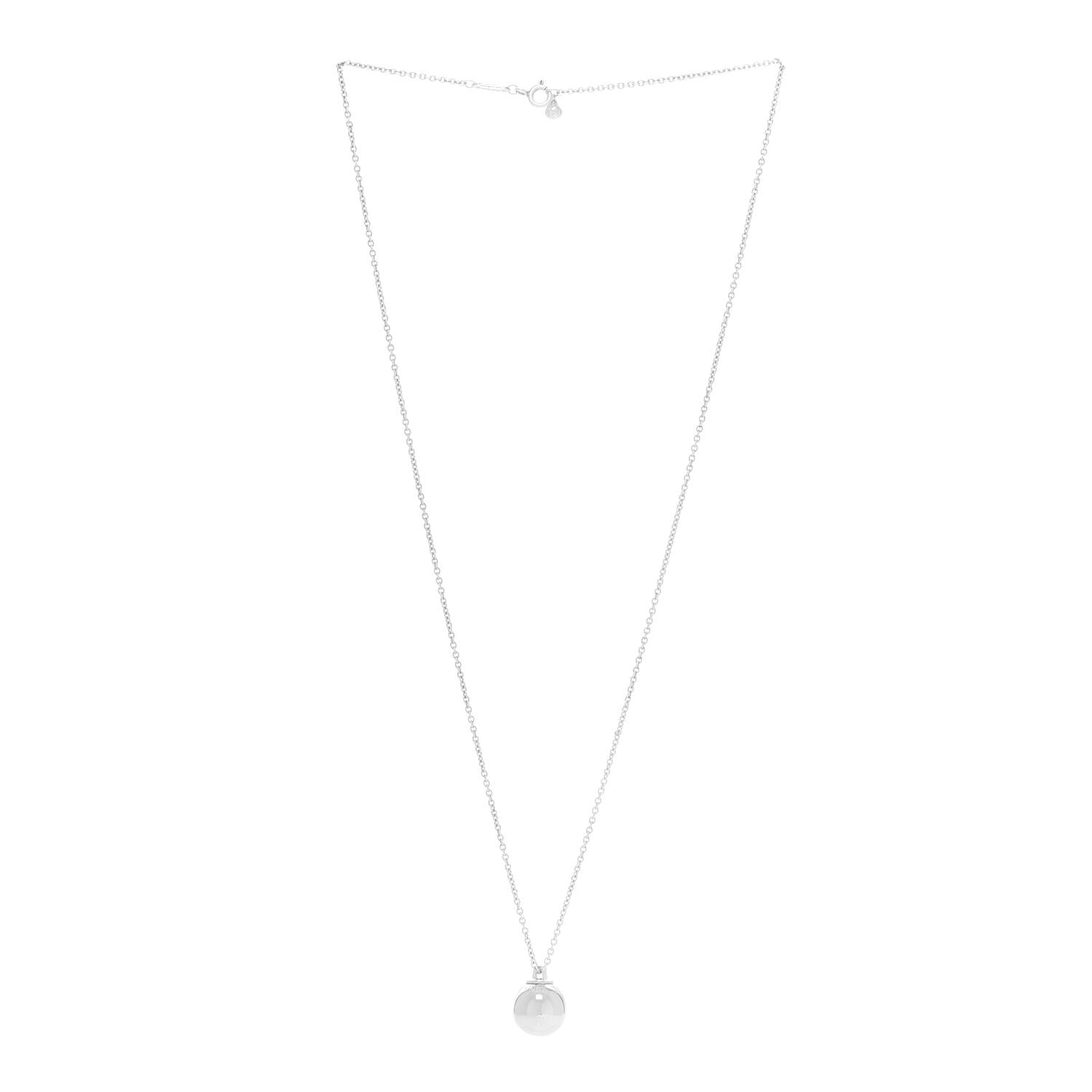 Tiffany Sterling Silver 12.75mm HardWear Ball Pendant Necklace 3 of 5