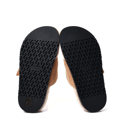 Hermes Suede Goatskin Woolskin Womens Chypre Sandals 36 Golden Beige 7 of 9
