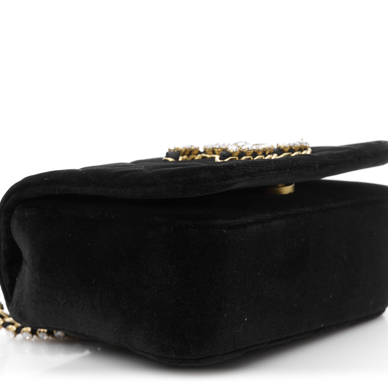Chanel Velvet Quilted Crystal CC Mini Flap Black 9 of 10