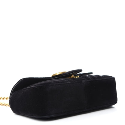 Gucci Velvet Matelasse Mini GG Marmont Shoulder Bag Black 4 of 12