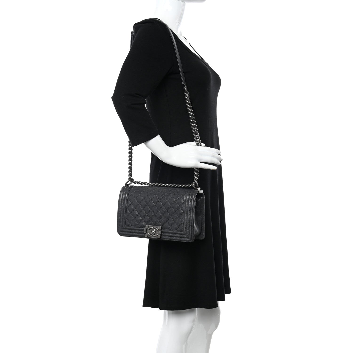Chanel Caviar Quilted Medium Boy Flap Grey 2 of 11