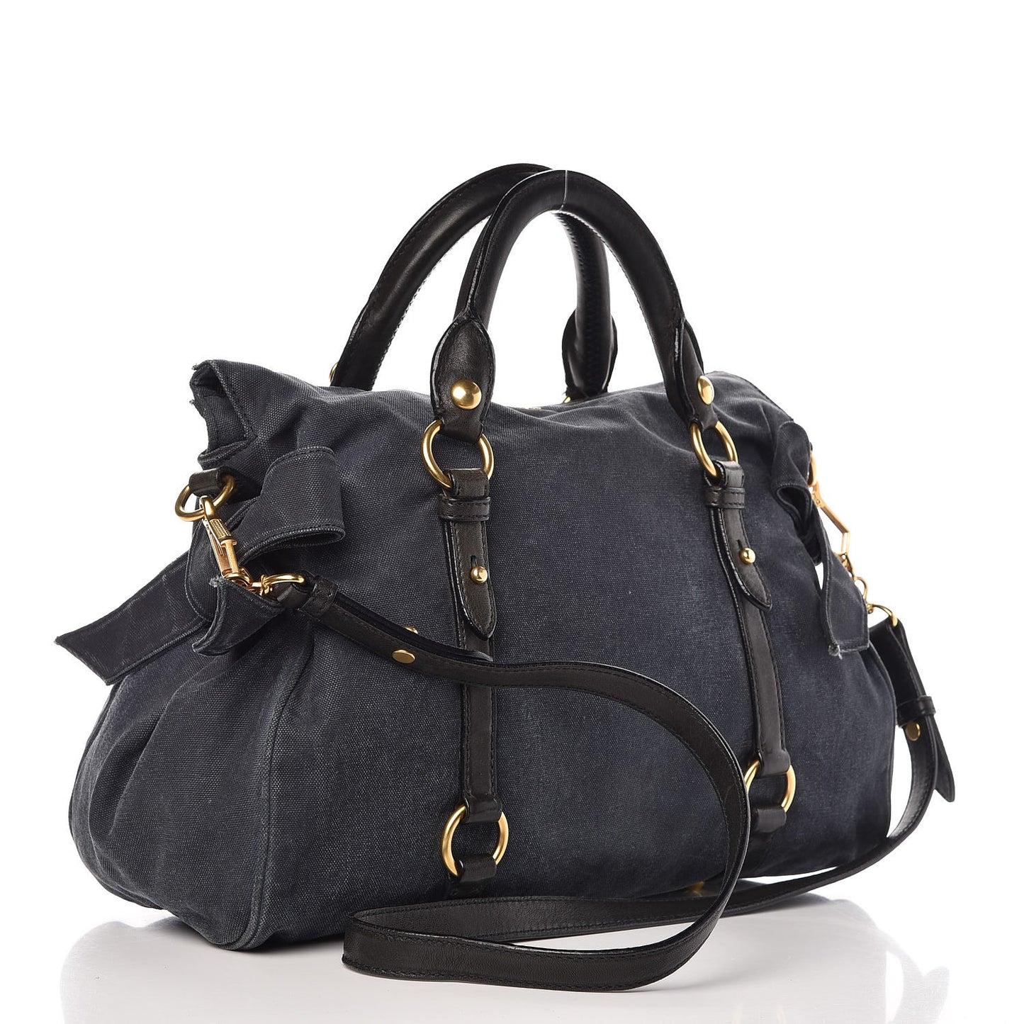 Washed Canvas Canapa Shopping Pattina Tote Bleuette