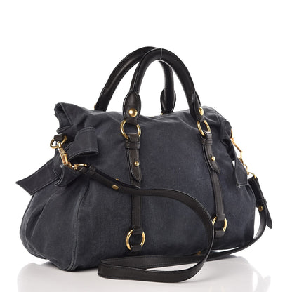 Miu Miu Washed Canvas Canapa Shopping Pattina Tote Bleuette 3 of 11