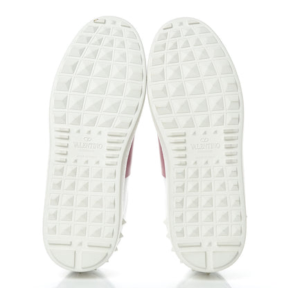 Valentino Garavani Calfskin Rockstud Open Sneakers 35.5 White Lipstick 5 of 9