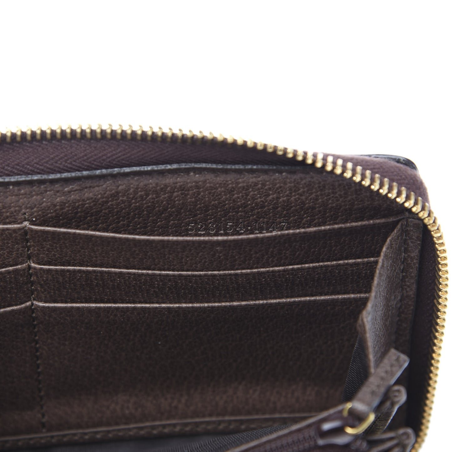 GG Supreme Monogram Web Ophidia Zip Around Wallet Brown