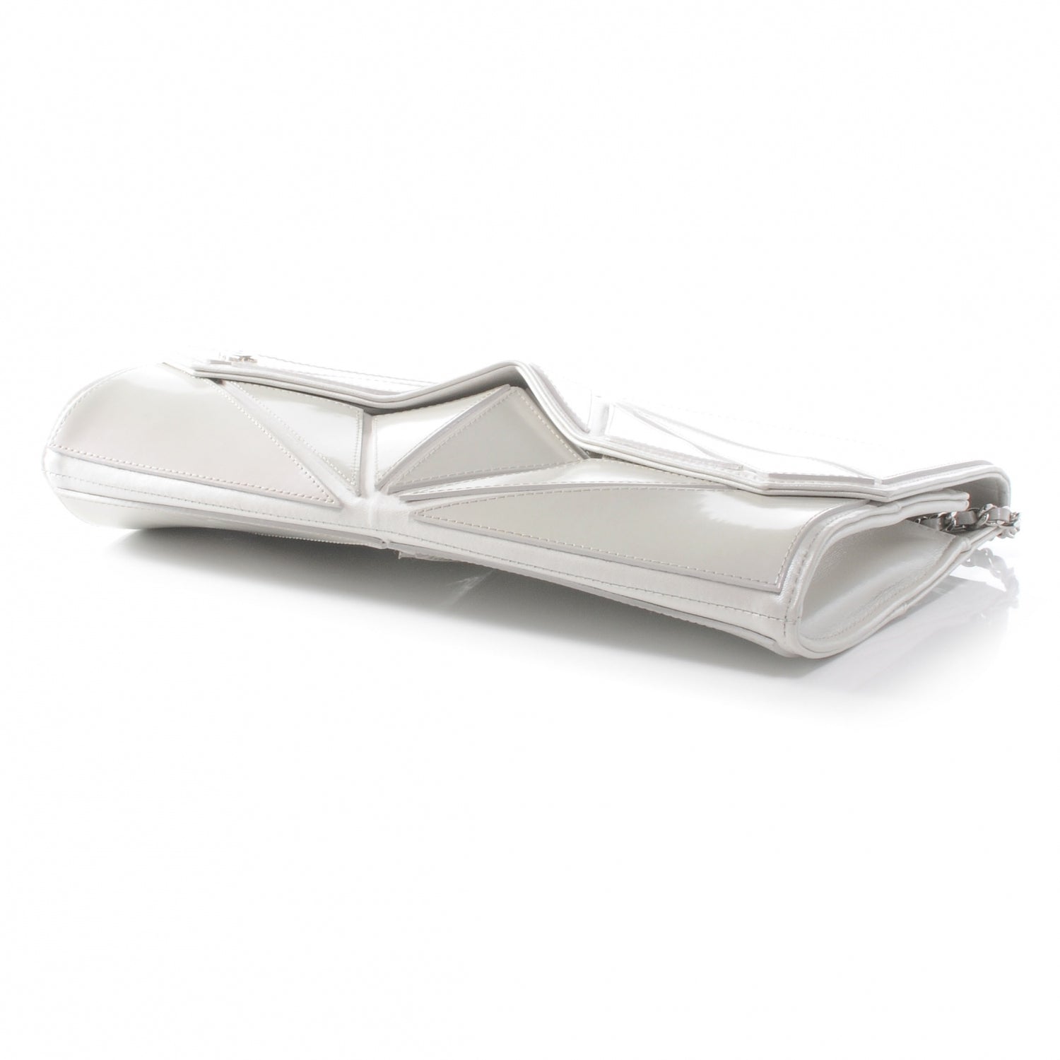 Chanel Iridescent Leather Midnight Swim Clutch Bag White 4 of 7