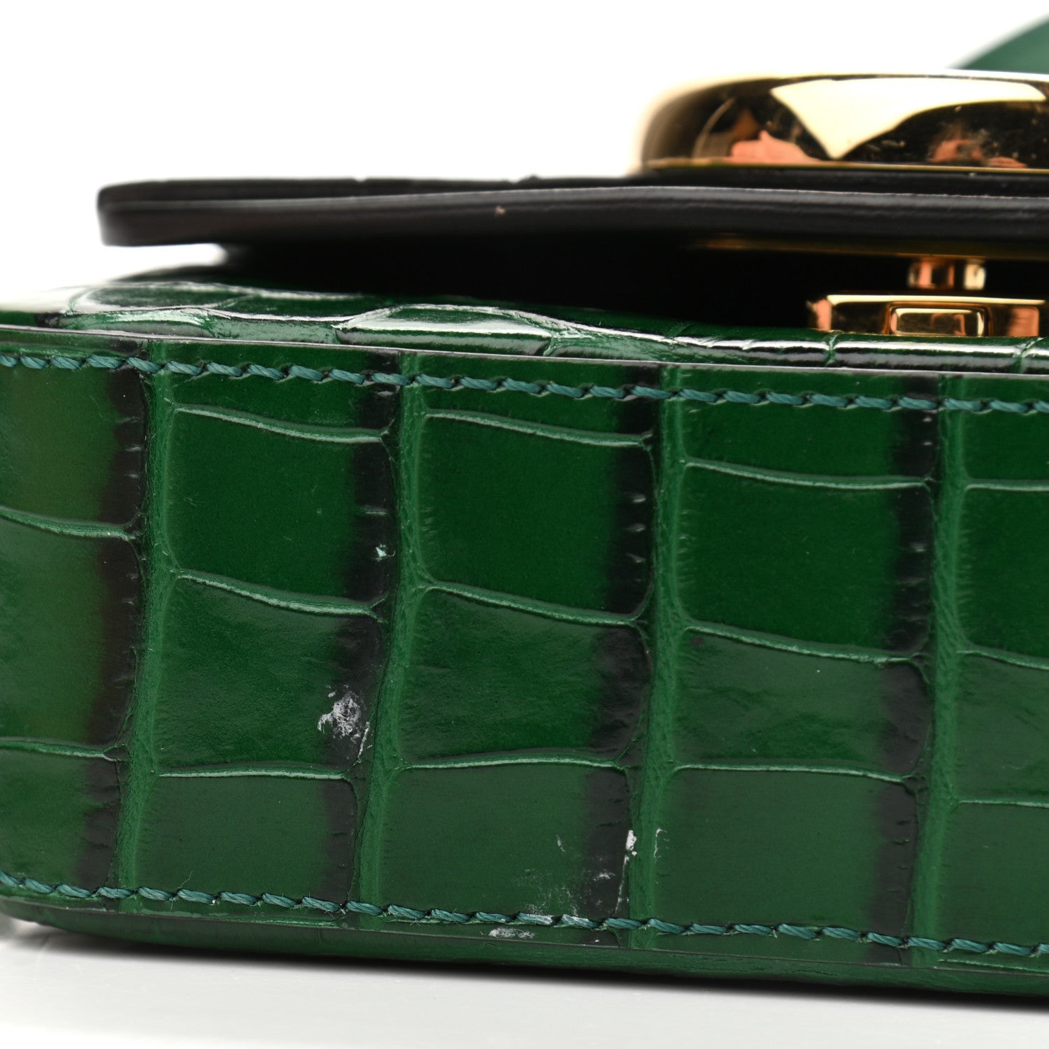 Chloe Calfskin Crocodile Embossed Mini C Double Carry Woodsy Green 12 of 12
