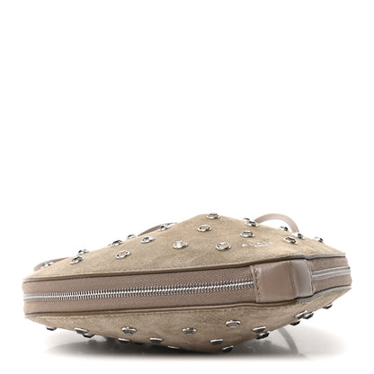 Alaia Suede Crystal Embellished Le Coeur Bag Gris Taupe 4 of 9
