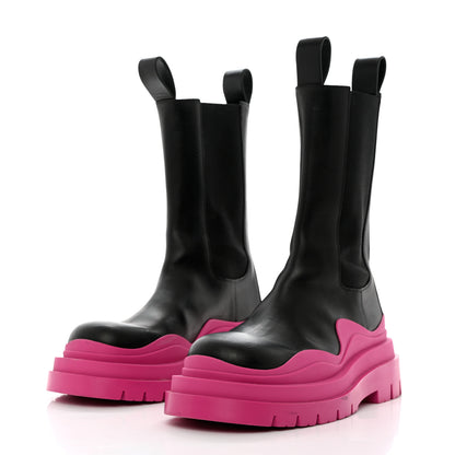 Bottega Veneta Calfskin The Tire Chelsea Boots 37 Black Hollyhock 3 of 8