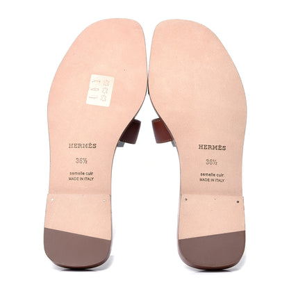 Hermes Box Calfskin Oran Sandals 36.5 Gold 5 of 6