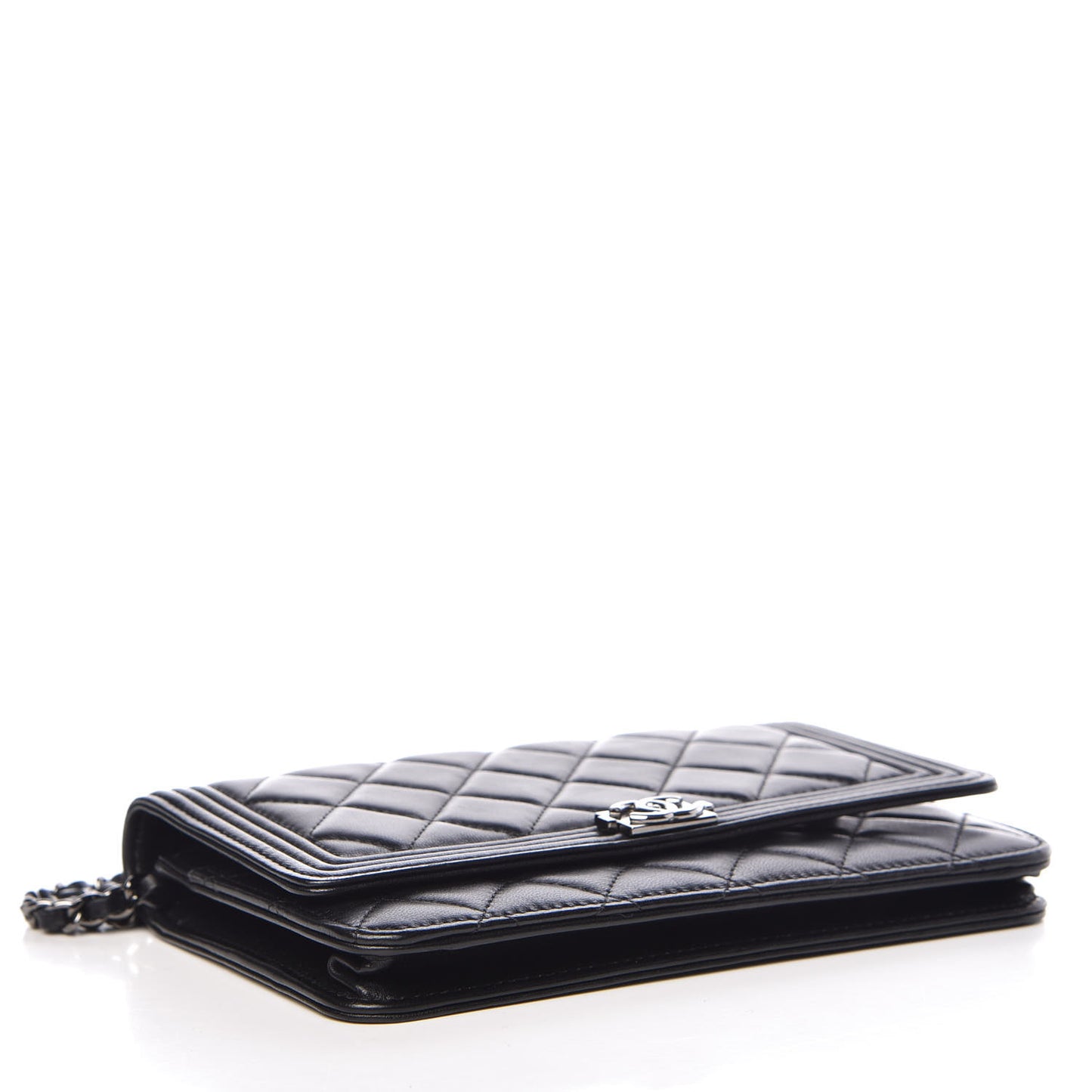 Lambskin Quilted Boy Wallet On Chain WOC Black