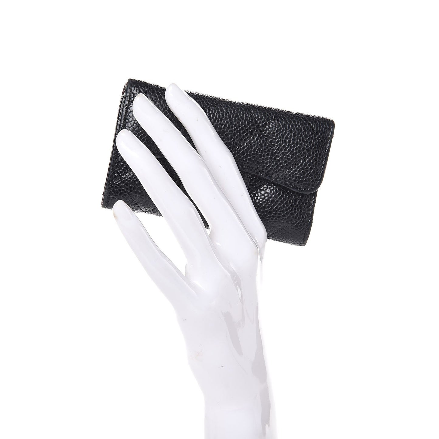 Caviar Quilted 6 Key Holder Black