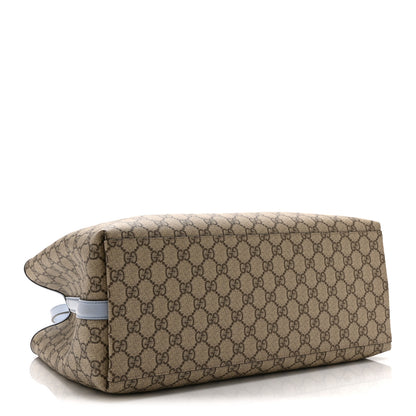 Gucci GG Supreme Monogram Emblem Large Tote Bag Beige Light Blue 4 of 10