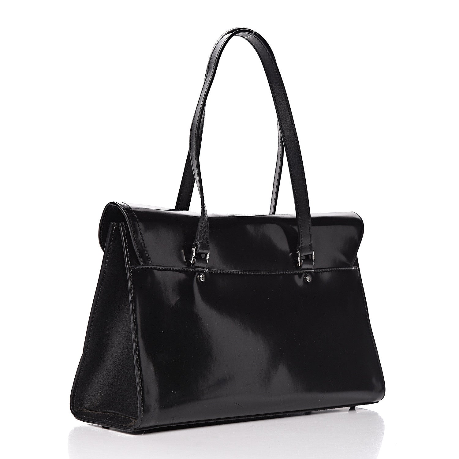Christian Dior Glazed Calfskin Saddle Shopper Black 3 of 14