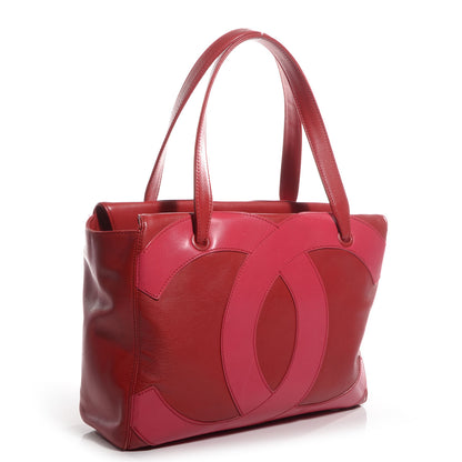 Chanel Lambskin CC Stitched Large Tote Red Pink 3 of 7
