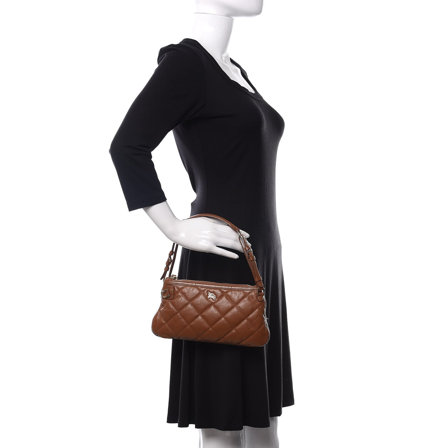 Lambskin Quilted Small Manor Pochette Shoulder Bag Dark Beige