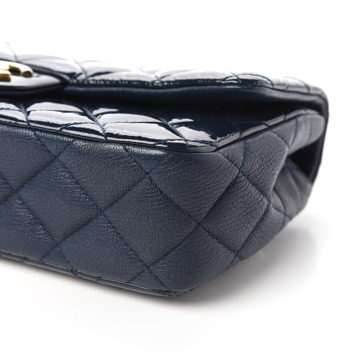 Chanel Patent Goatskin Quilted Medium CC Eyelet Flap Blue 7 of 10