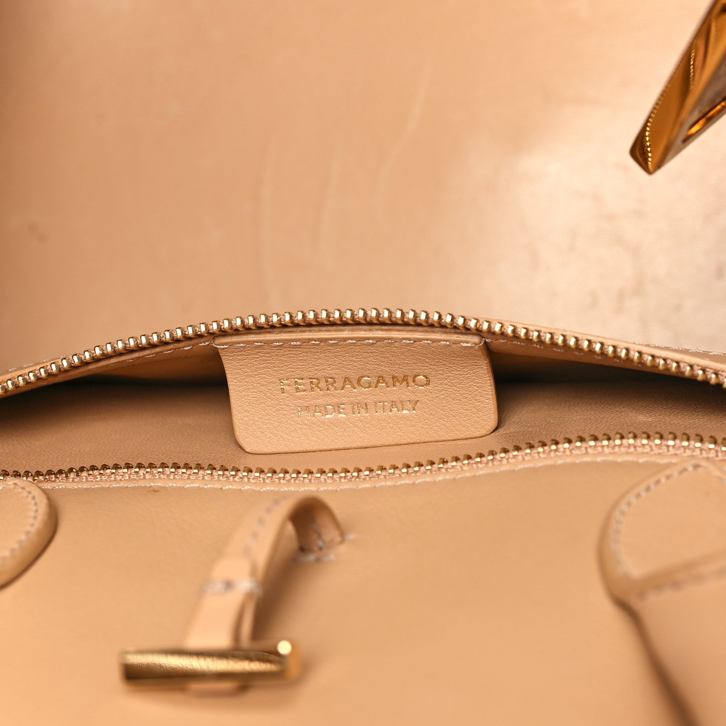 Calfskin Medium Hug Bag Camel