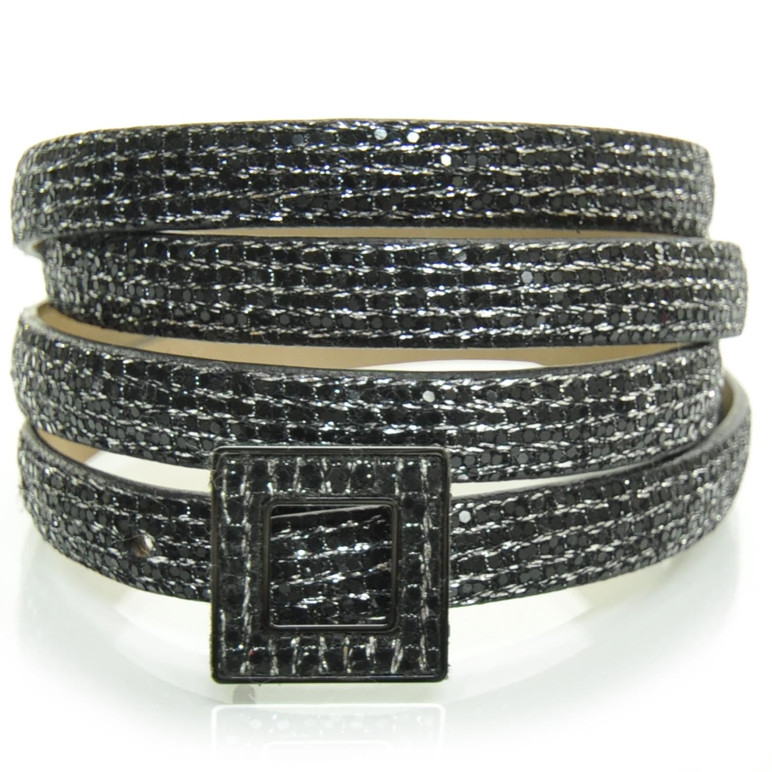 Chanel Crystal Skinny Belt Metallic Black 1 of 5