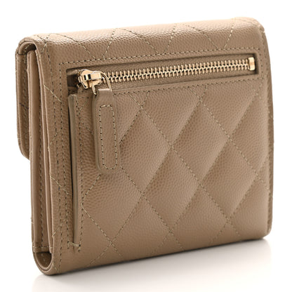 Chanel Caviar Quilted Compact Flap Wallet Dark Beige 2 of 7
