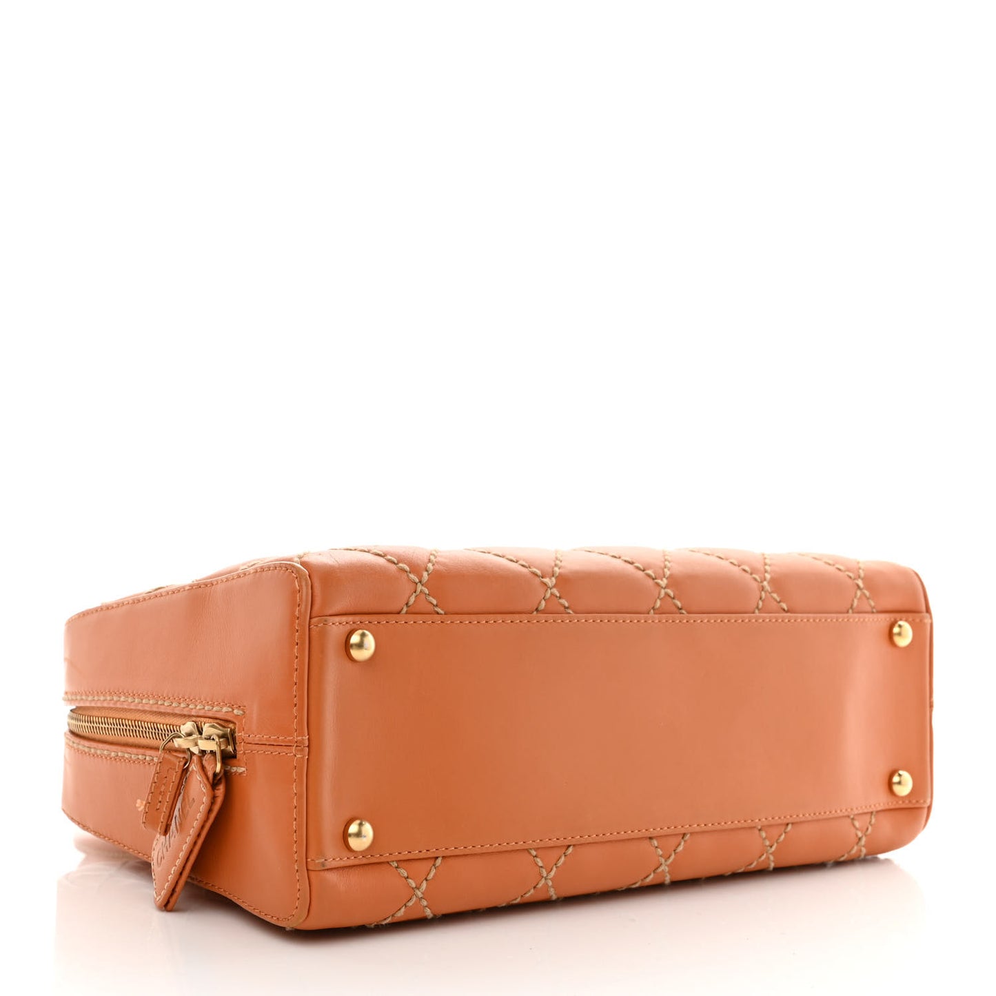 Calfskin Contrast Stitch Surpique Bowler Orange