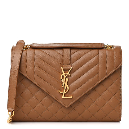 Saint Laurent Grain De Poudre Textured Mixed Matelasse Triquilt Medium Monogram Satchel Dune 1 of 9