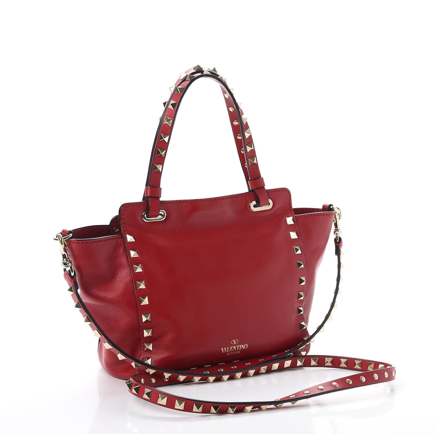 Valentino Garavani Vitello Mini Rockstud Tote Red 4 of 8