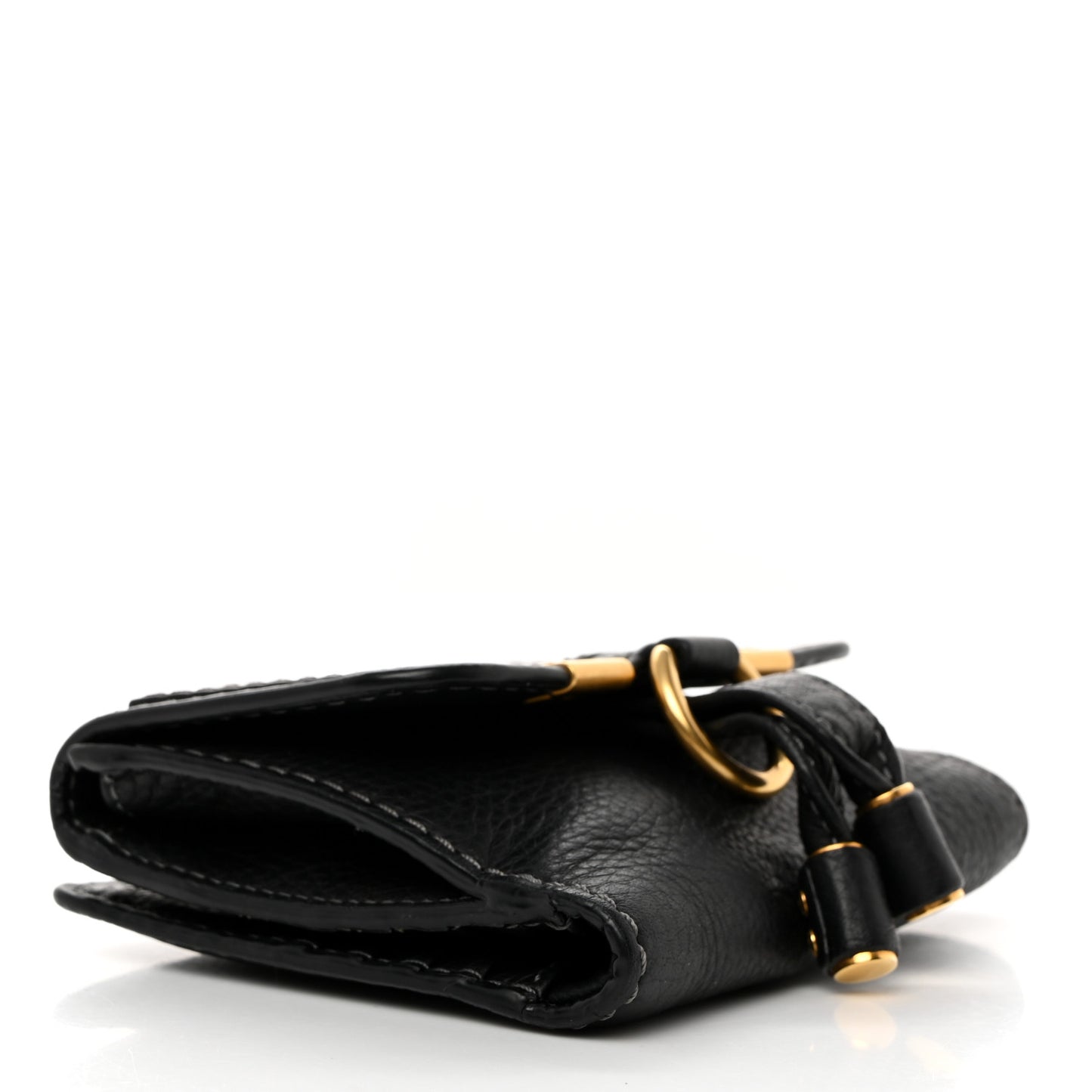 Grained Calfskin Marcie Square Wallet Black