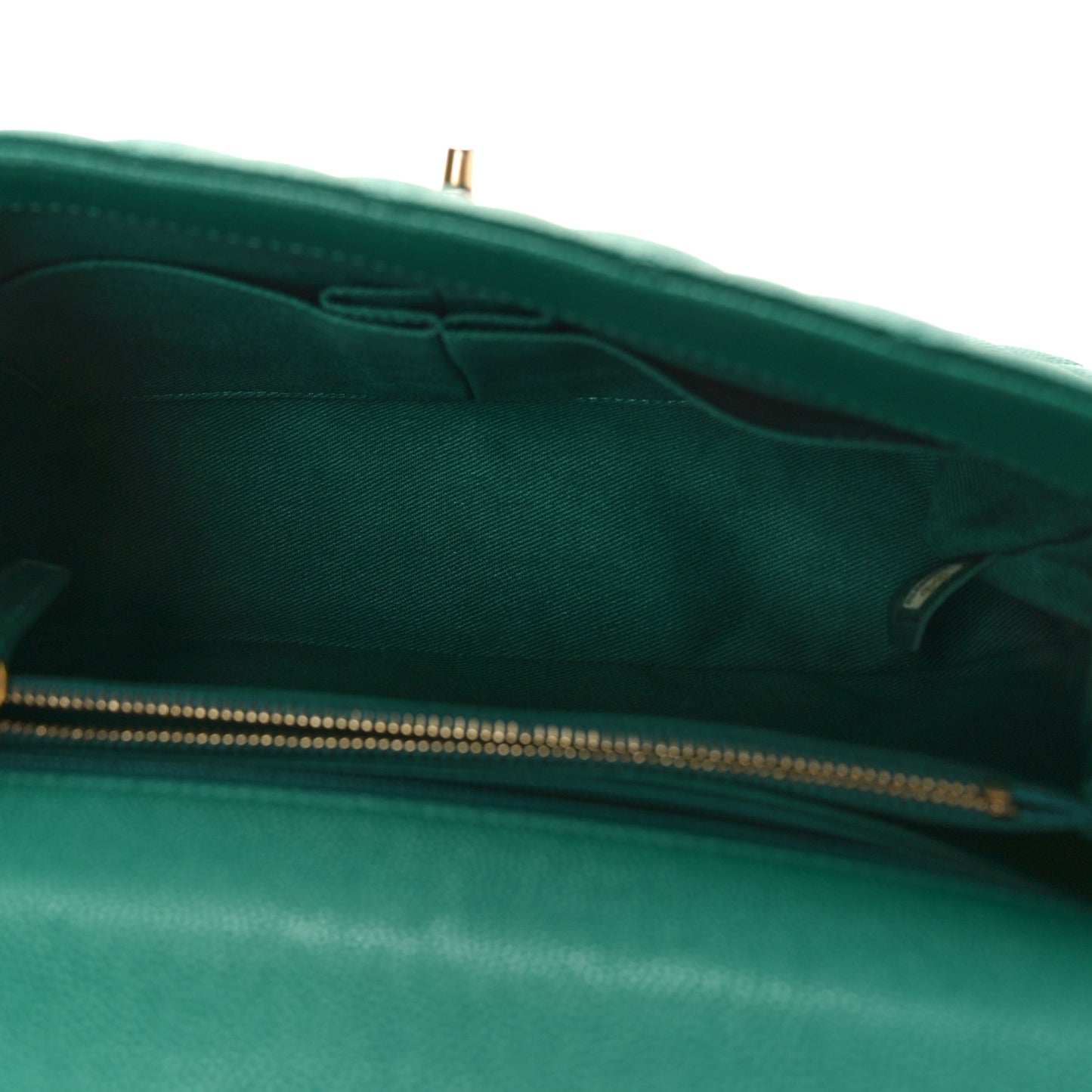 Caviar Quilted Small Coco Handle Flap Green