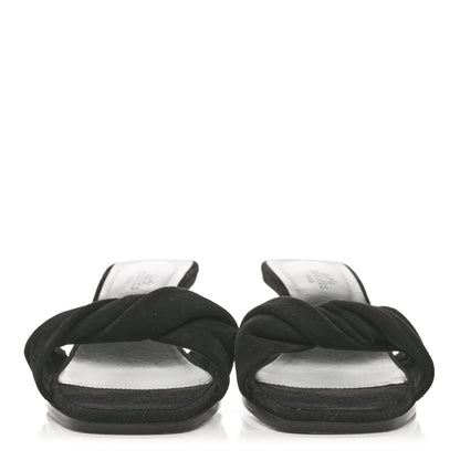 Hermes Suede Goatskin Giny 55 Sandals 38 Black 3 of 10