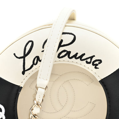 Chanel Lambskin Coco Lifesaver Round Bag Black White 8 of 10