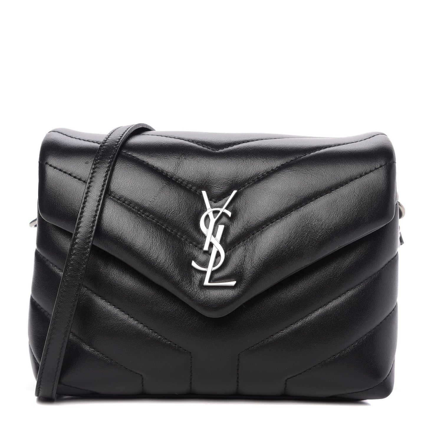Calfskin Y Quilted Monogram Toy Loulou Crossbody Bag Black