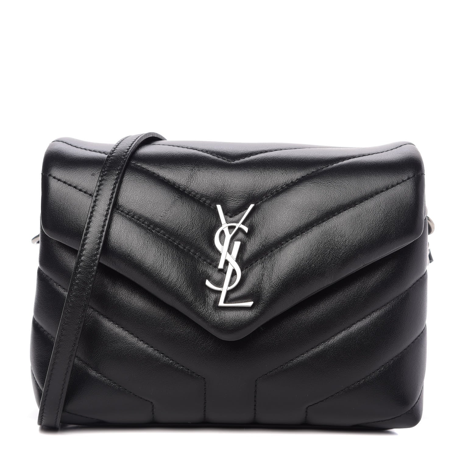Saint Laurent Calfskin Y Quilted Monogram Toy Loulou Crossbody Bag Black 1 of 11