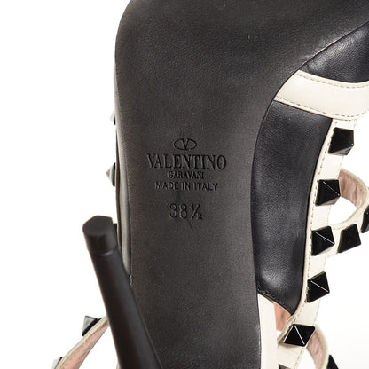 Valentino Garavani Nappa Rockstud Ankle Strap 100mm Pumps 38.5 Black Light Ivory 6 of 8