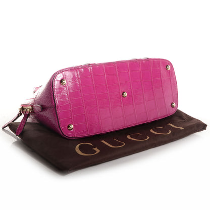 Gucci Crocodile Small Nice Top Handle Dome Bag Fuchsia 4 of 7