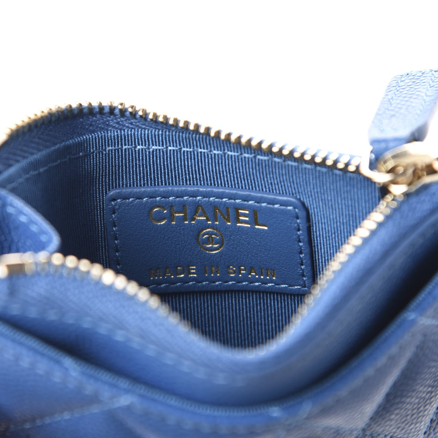 Chanel Caviar Quilted CC Zip Card Holder Blue 6 of 8