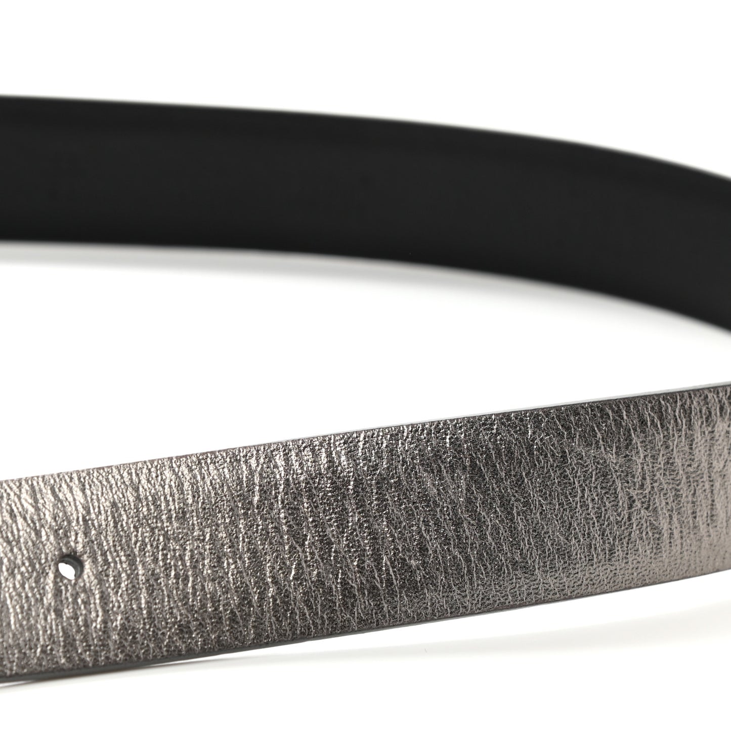 Metallic Calfskin Crystal CC Chain Belt 75 30 Silver