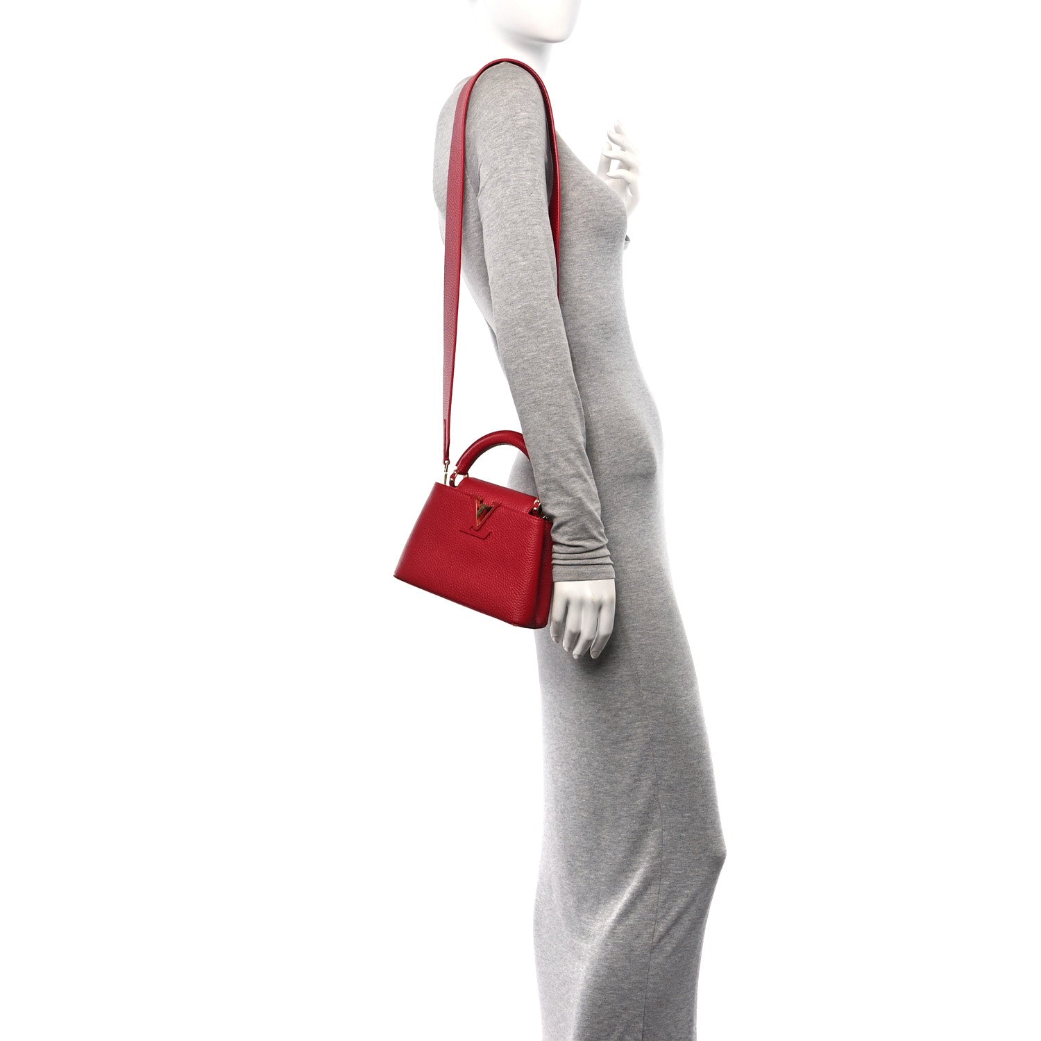 Louis Vuitton Taurillon Mini Capucines Scarlet 2 of 9