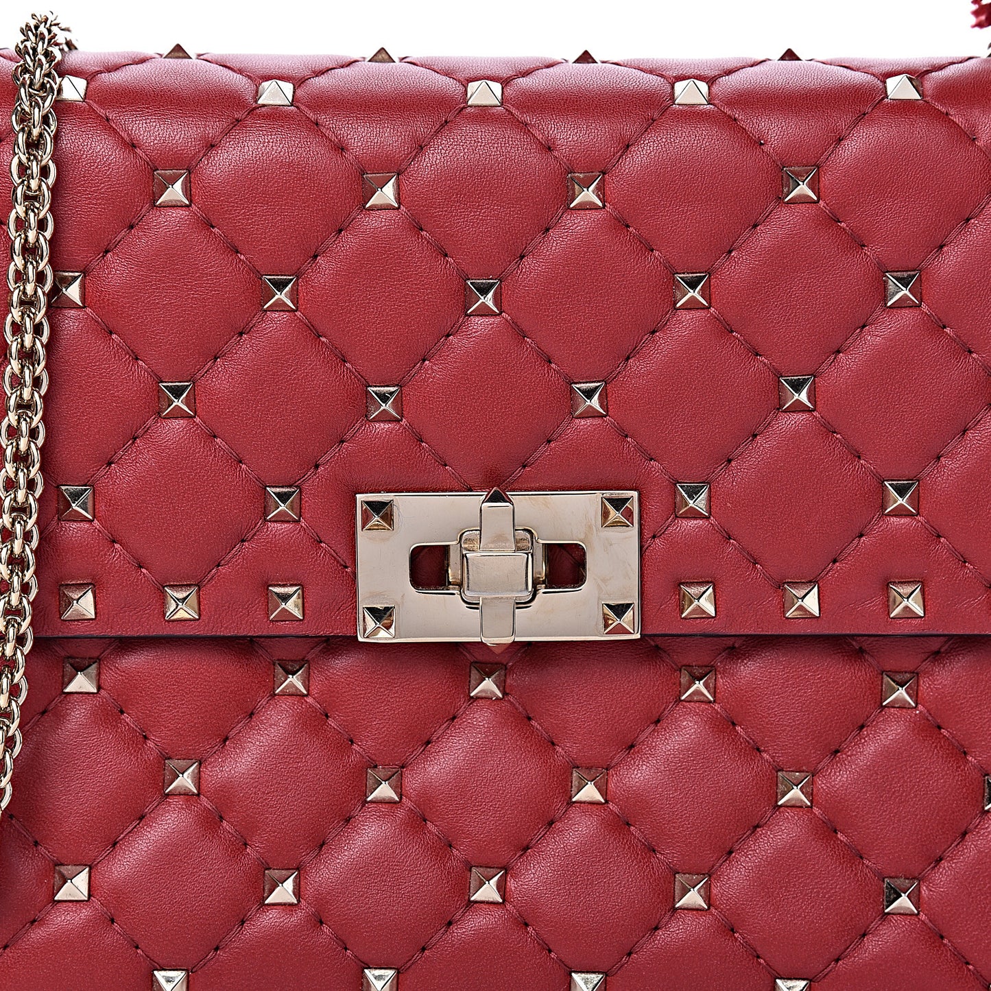 Nappa Medium Rockstud Spike Shoulder Bag Rosso Valentino