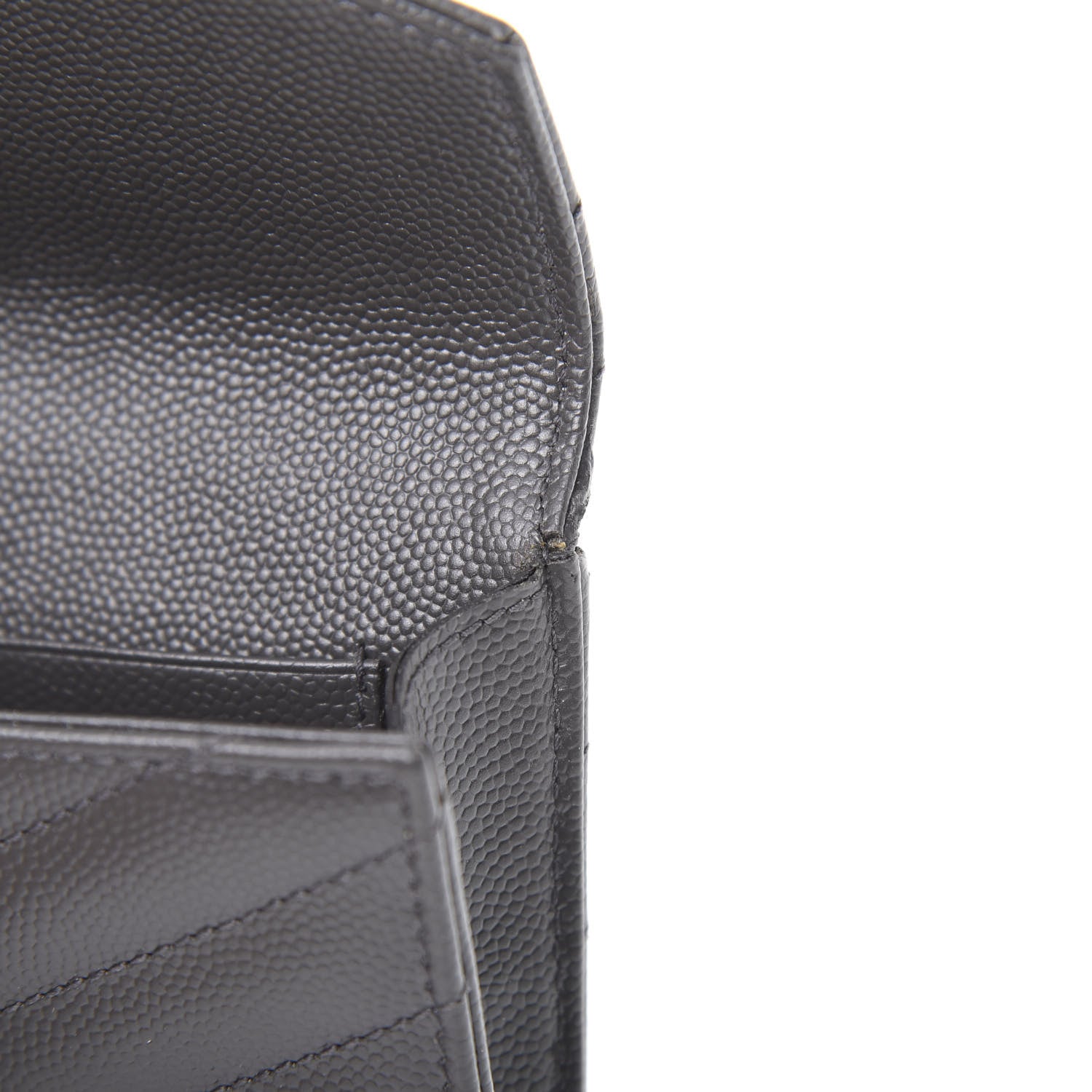 Saint Laurent Grain De Poudre Matelasse Chevron Small Monogram Envelope Wallet Coal 9 of 10