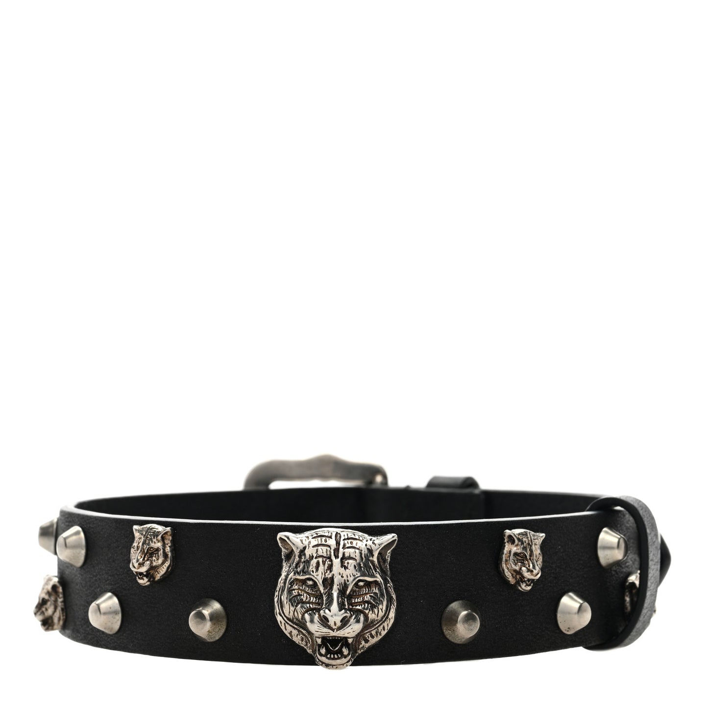 Calfskin Feline Head Choker Black