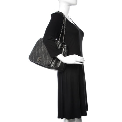 Chanel Metallic Aged Calfskin Quilted Large Pondichery Flap Dark Grey 2 of 10