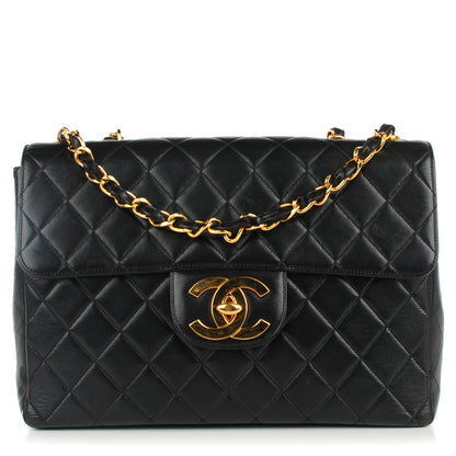 Chanel Lambskin Quilted Jumbo Flap Black 1 of 9
