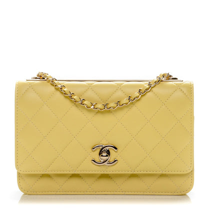 Chanel Lambskin Quilted Trendy CC Wallet On Chain WOC Yellow 1 of 9