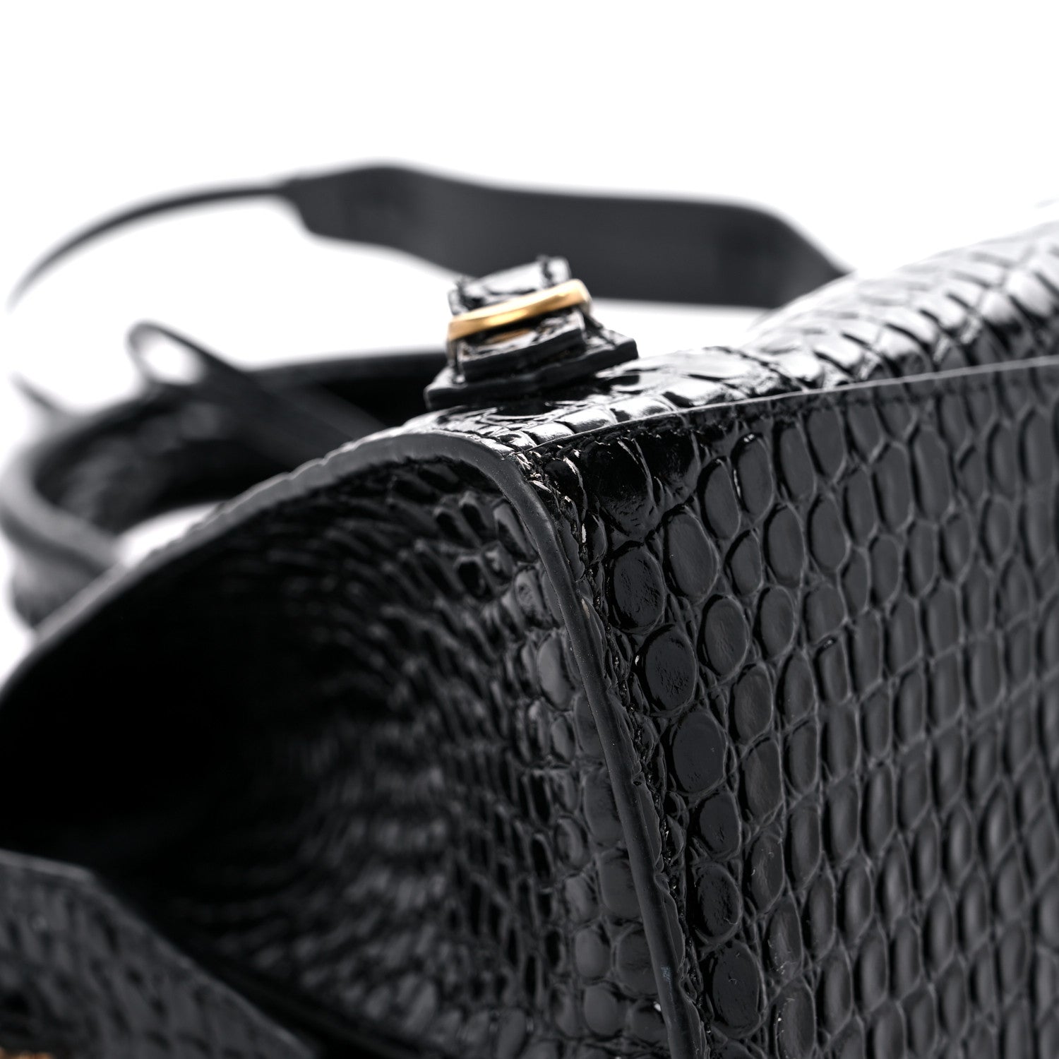 Balenciaga Shiny Supple Calfskin Crocodile Embossed Brass Hardware Neo Classic City Black 7 of 10